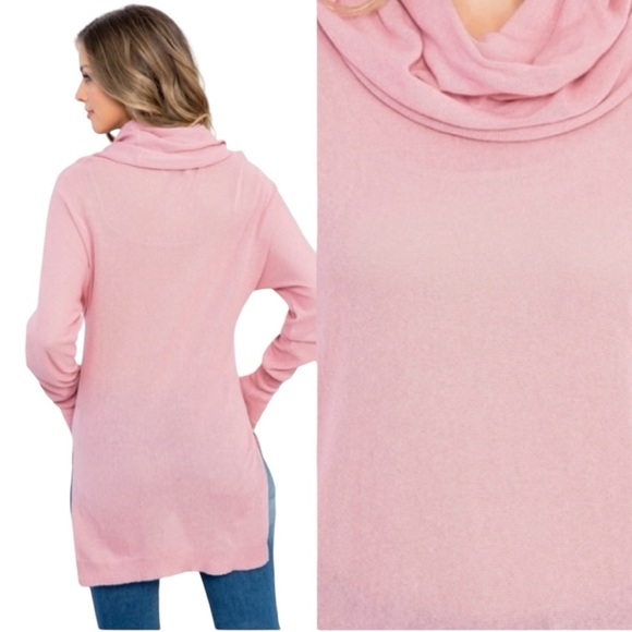 Cherish Pink Cowl Neck Sweater - Picture 4 of 4